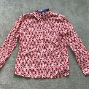 Talbots Orange and Blue Patterned Cotton Shirt -10